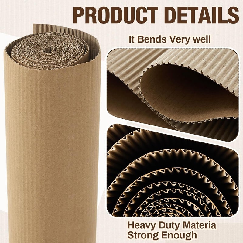 Henoyso لفة كرتون مضلع 20 × 120 بوصة، أكثر سمكًا وأوسع، وجه واحد، بفلوت B، ورق كرتون مضلع ثقيل للاستخدام في الشحن، الحرف اليدوية في عيد الميلاد، تغليف الهدايا ومشاريع DIY - Image 3